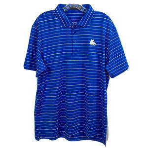 G/Fore‎ Polo Shirt Mens Sz L Blue White Striped Stretch Knit Breathable Golf